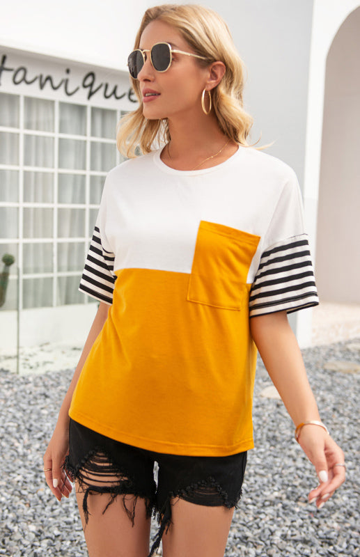 Women's Striped Patchwork T-Shirt