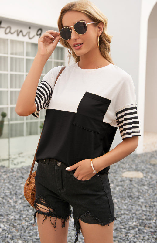 Women's Striped Patchwork T-Shirt