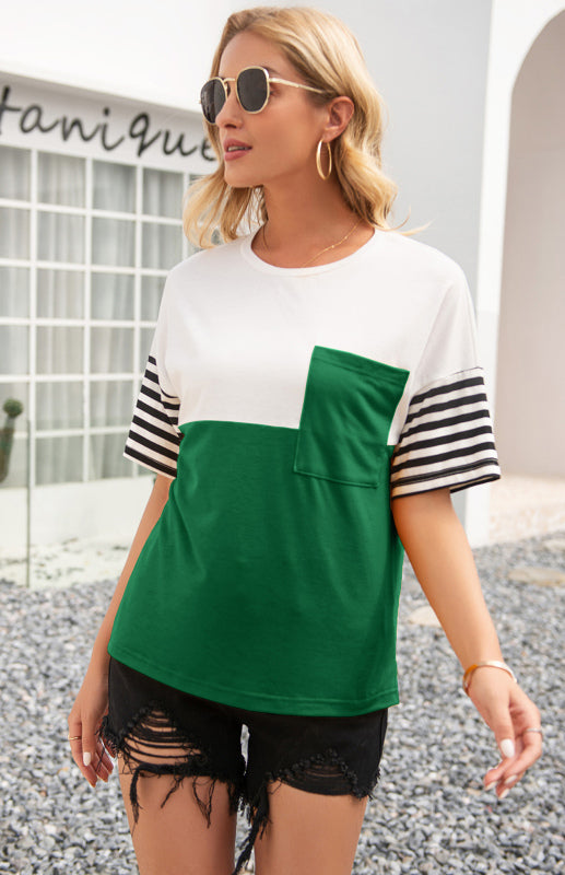 Women's Striped Patchwork T-Shirt