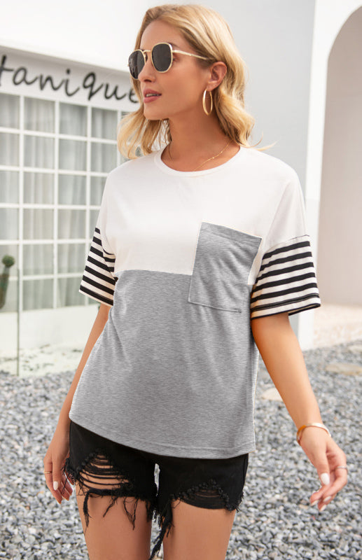 Women's Striped Patchwork T-Shirt