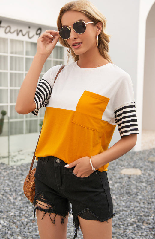 Women's Striped Patchwork T-Shirt