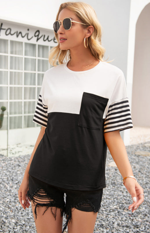 Women's Striped Patchwork T-Shirt