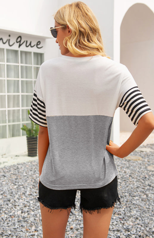 Women's Striped Patchwork T-Shirt