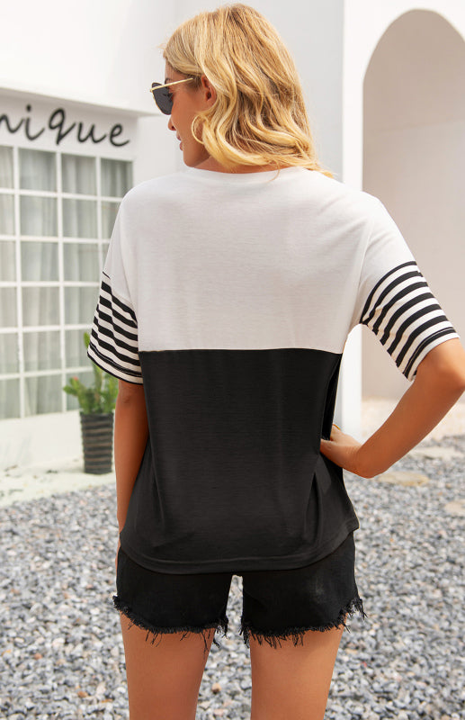 Women's Striped Patchwork T-Shirt