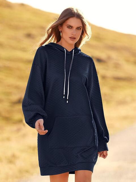 Women's Textured Drawstring Tunic Hoodie