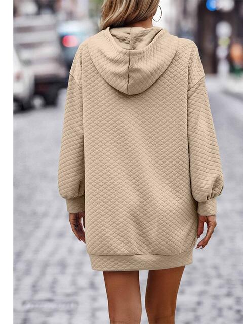 Women's Textured Drawstring Tunic Hoodie