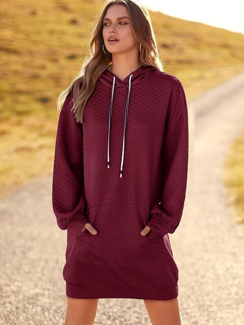 Women's Textured Drawstring Tunic Hoodie