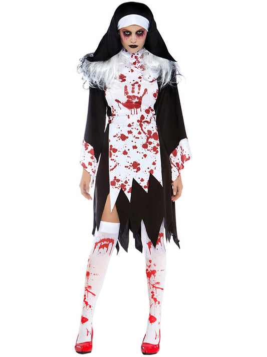 Women's Vampire Zombie Nun Halloween Costume Black