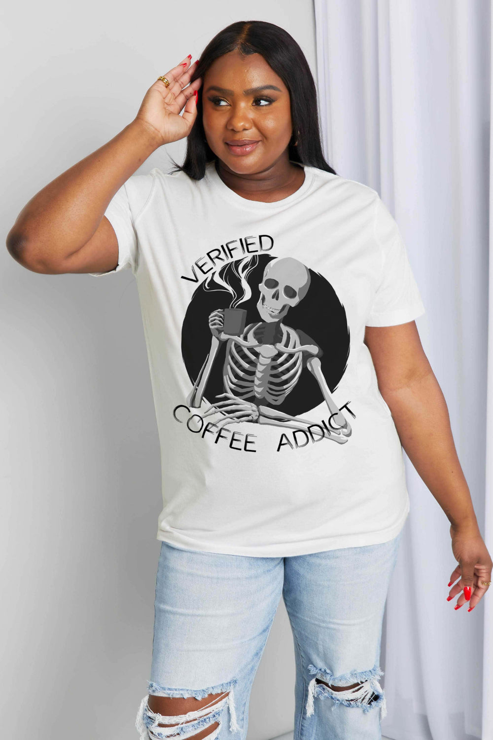 Women's Verified Coffee Addict Graphic Cotton Tee