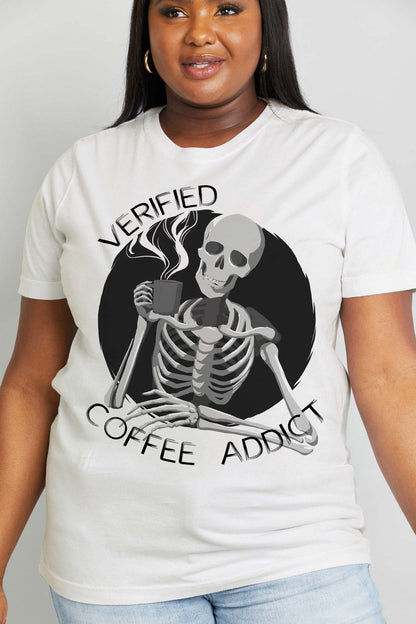 Women's Verified Coffee Addict Graphic Cotton Tee