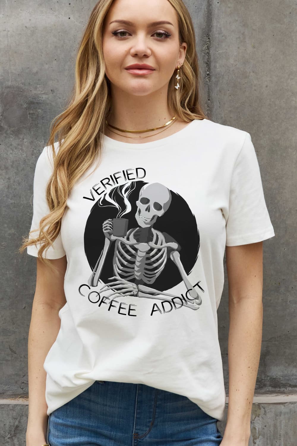 Women's Verified Coffee Addict Graphic Cotton Tee