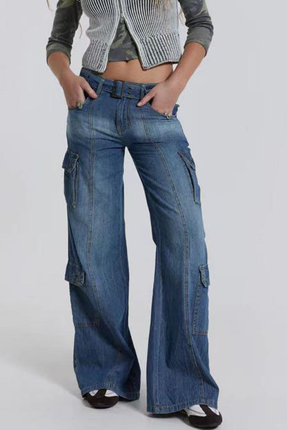 Women's Washed Button Fly Jeans