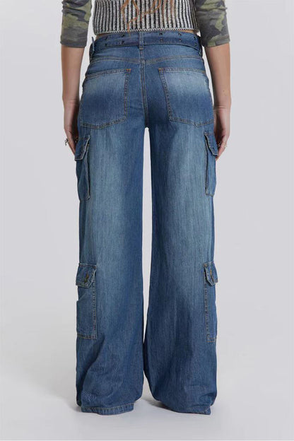 Women's Washed Button Fly Jeans