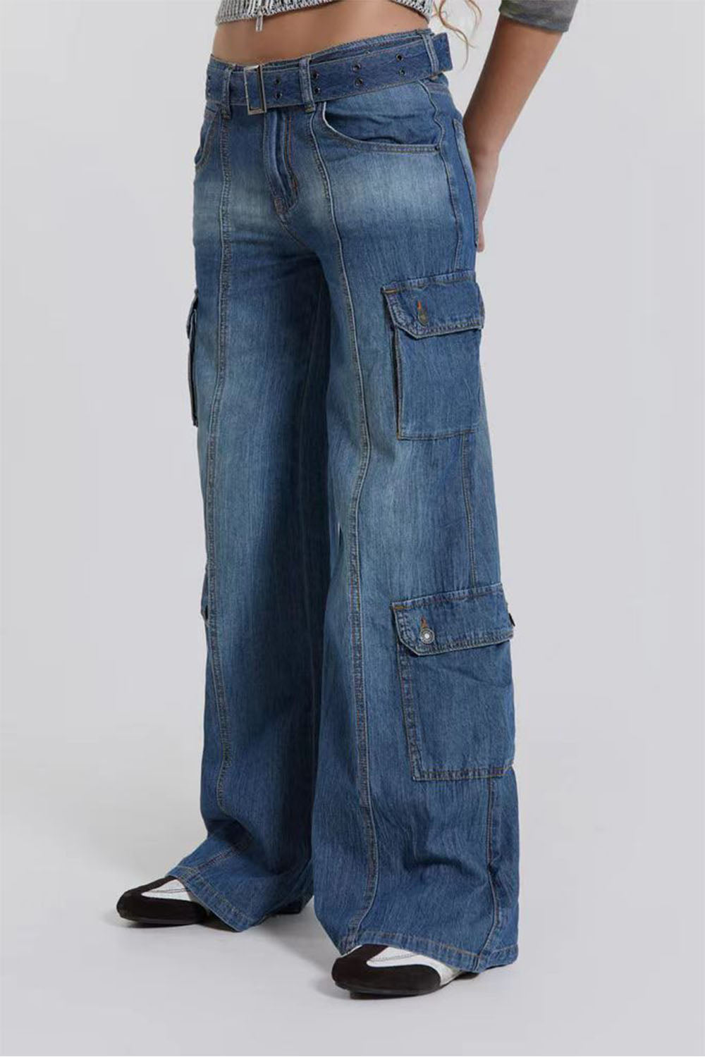 Women's Washed Button Fly Jeans