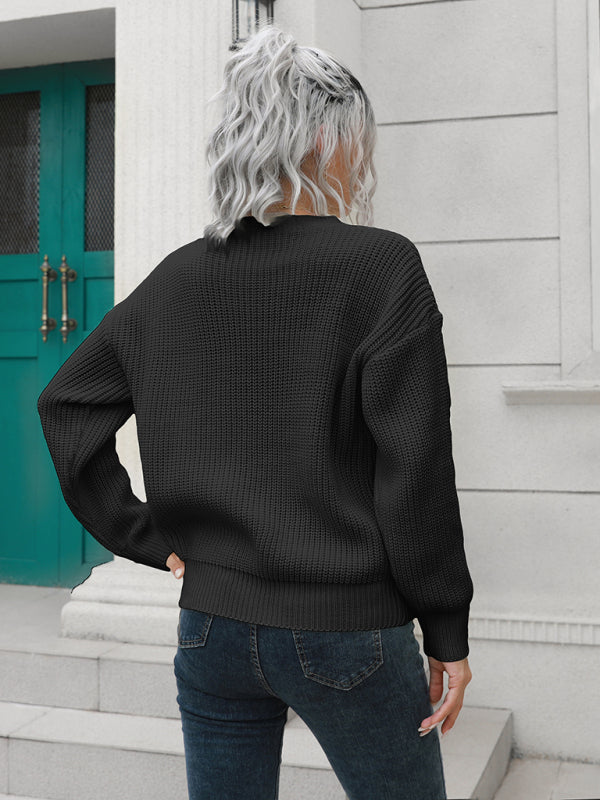 Women's button loose long sleeve sweater