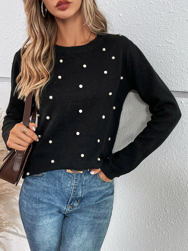 Women's embellished elegant long sleeve sweater