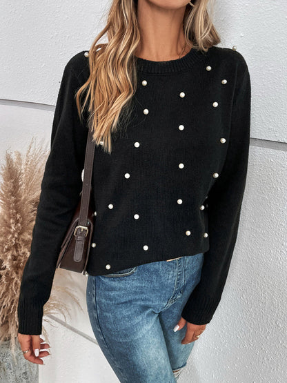 Women's embellished elegant long sleeve sweater