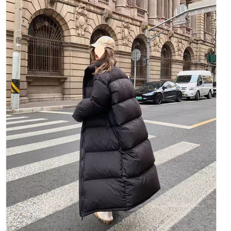 Women's extra long loose warm down jacket Black