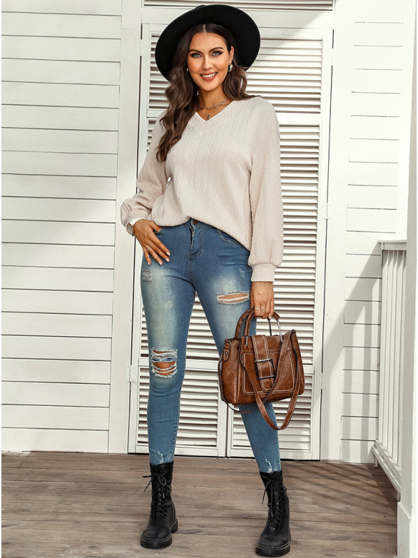 Women's fashion jacquard sweater top