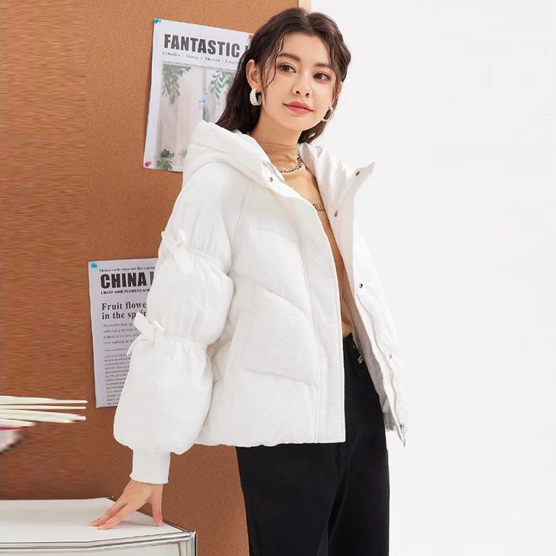 Women's loose quilted jacket loose coat top White