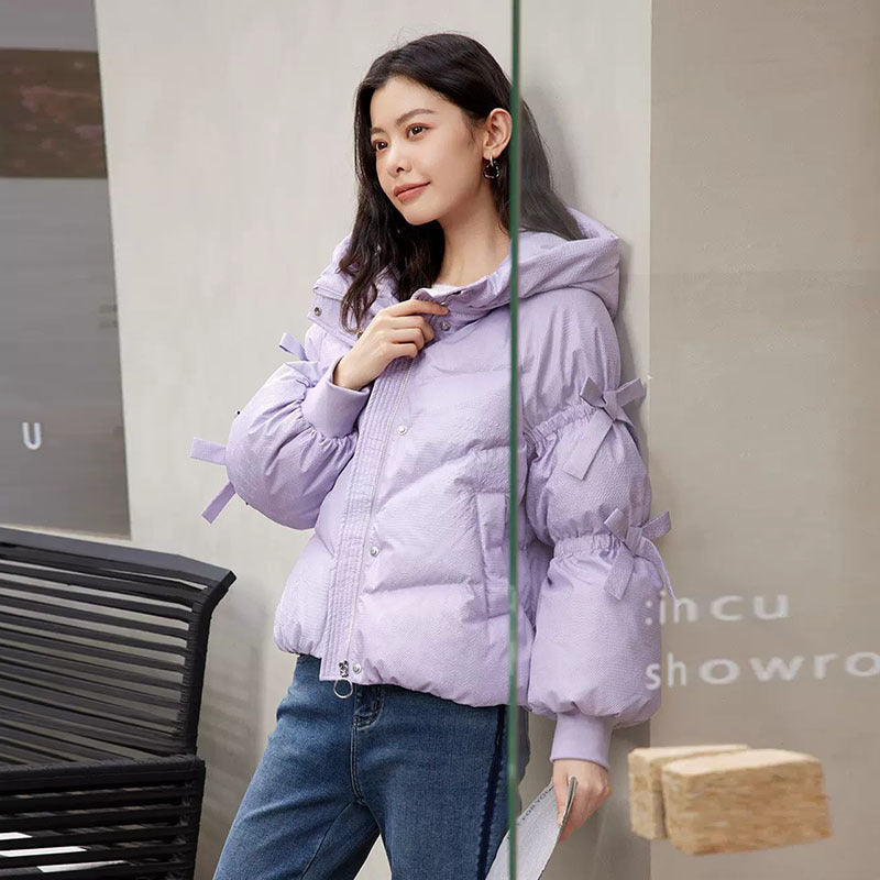 Women's loose quilted jacket loose coat top Purple