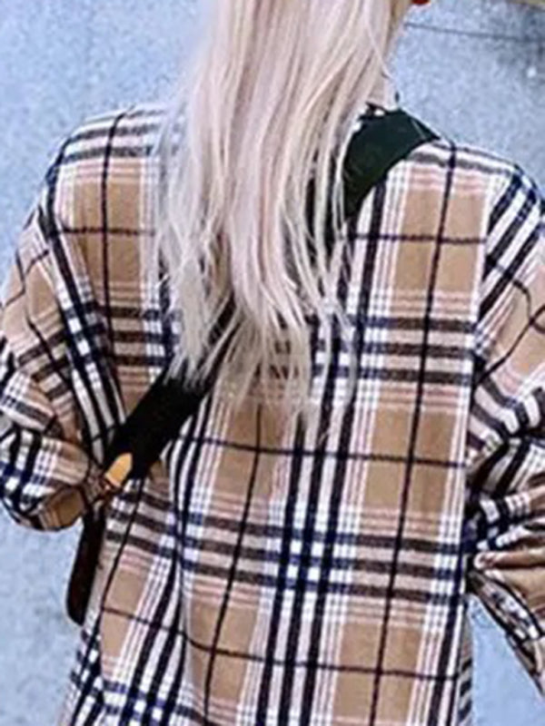 Women's new autumn and winter lapel plaid shirt jacket