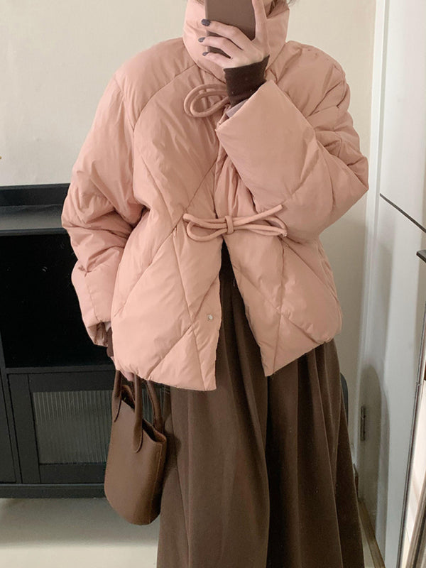 Women's new temperament Chinese knot warm bread coat short down jacket