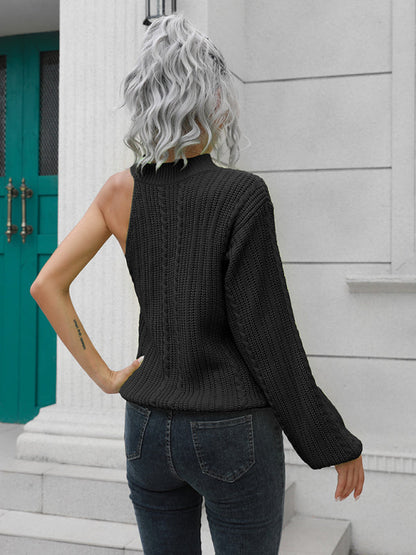 Women's one shoulder off shoulder sweater