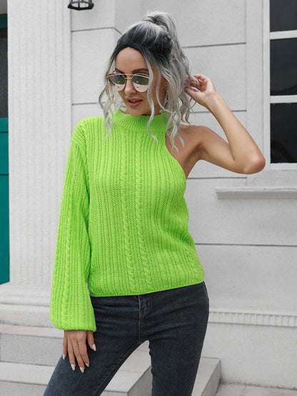 Women's one shoulder off shoulder sweater