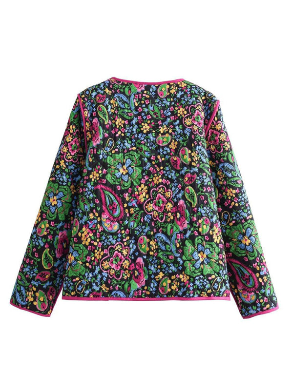 Women's printed lace cotton coat loose cotton coat