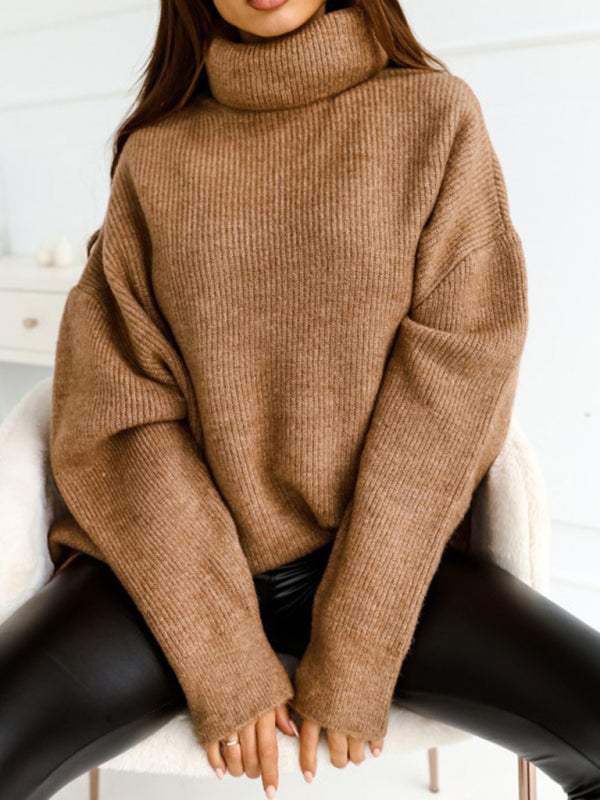 Women's turtleneck loose warm sweater Camel
