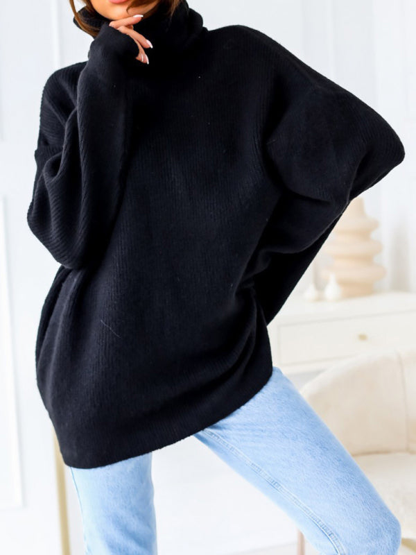 Women's turtleneck loose warm sweater Black