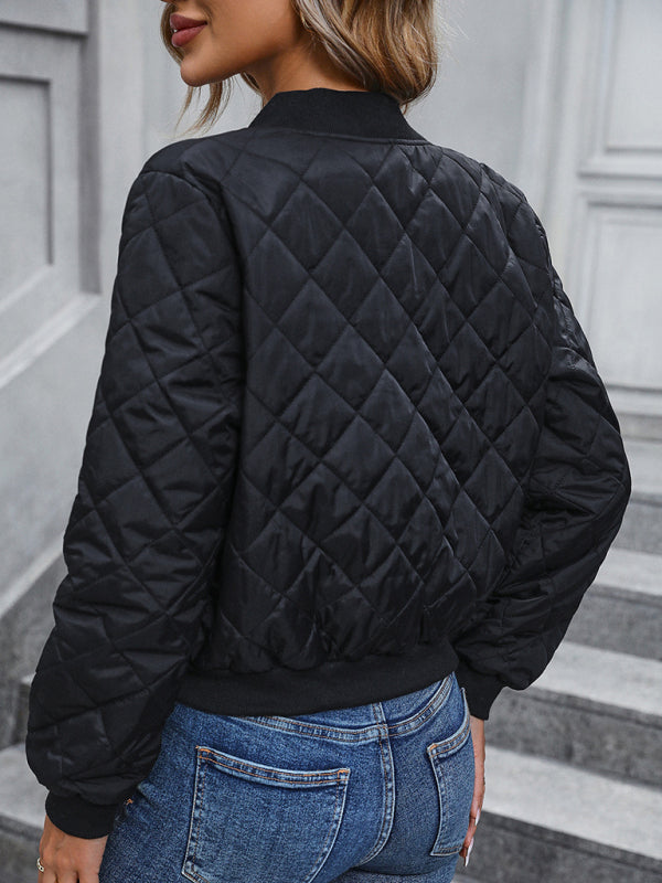 Women's zippered quilted baseball jacket