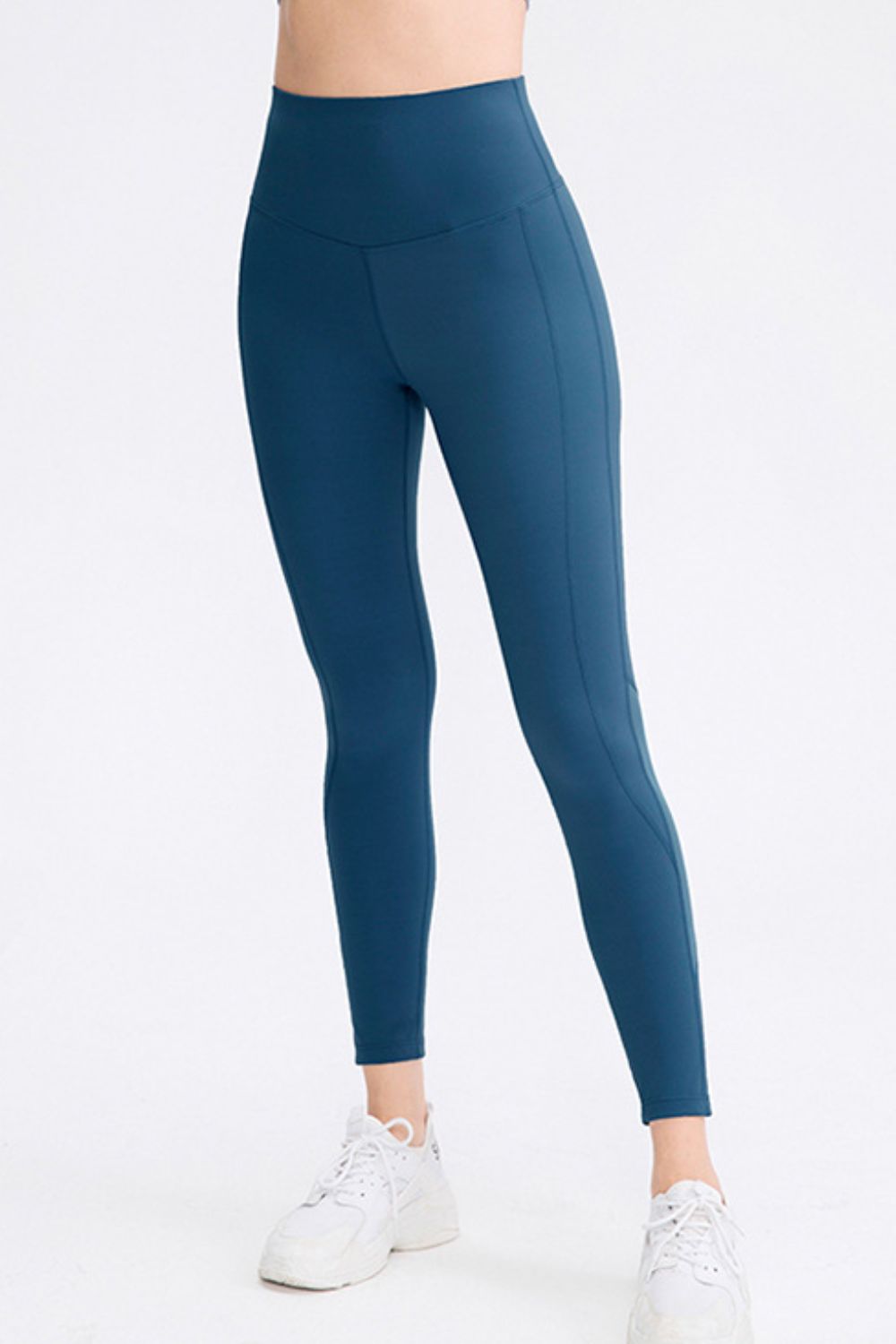 Wide Waistband Slim Fit Long Sports Pants Deep Teal