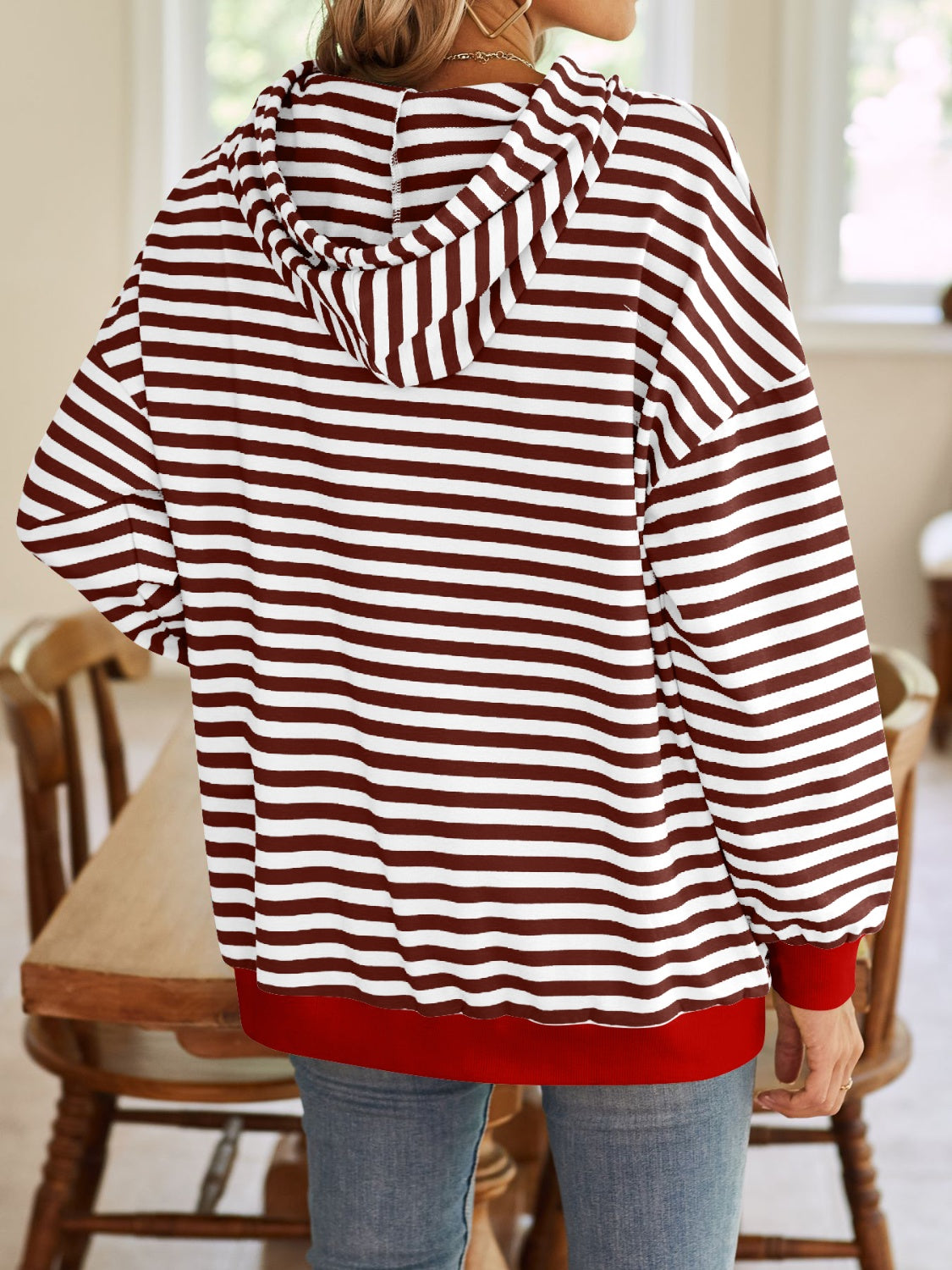 Striped Drawstring Hoodie