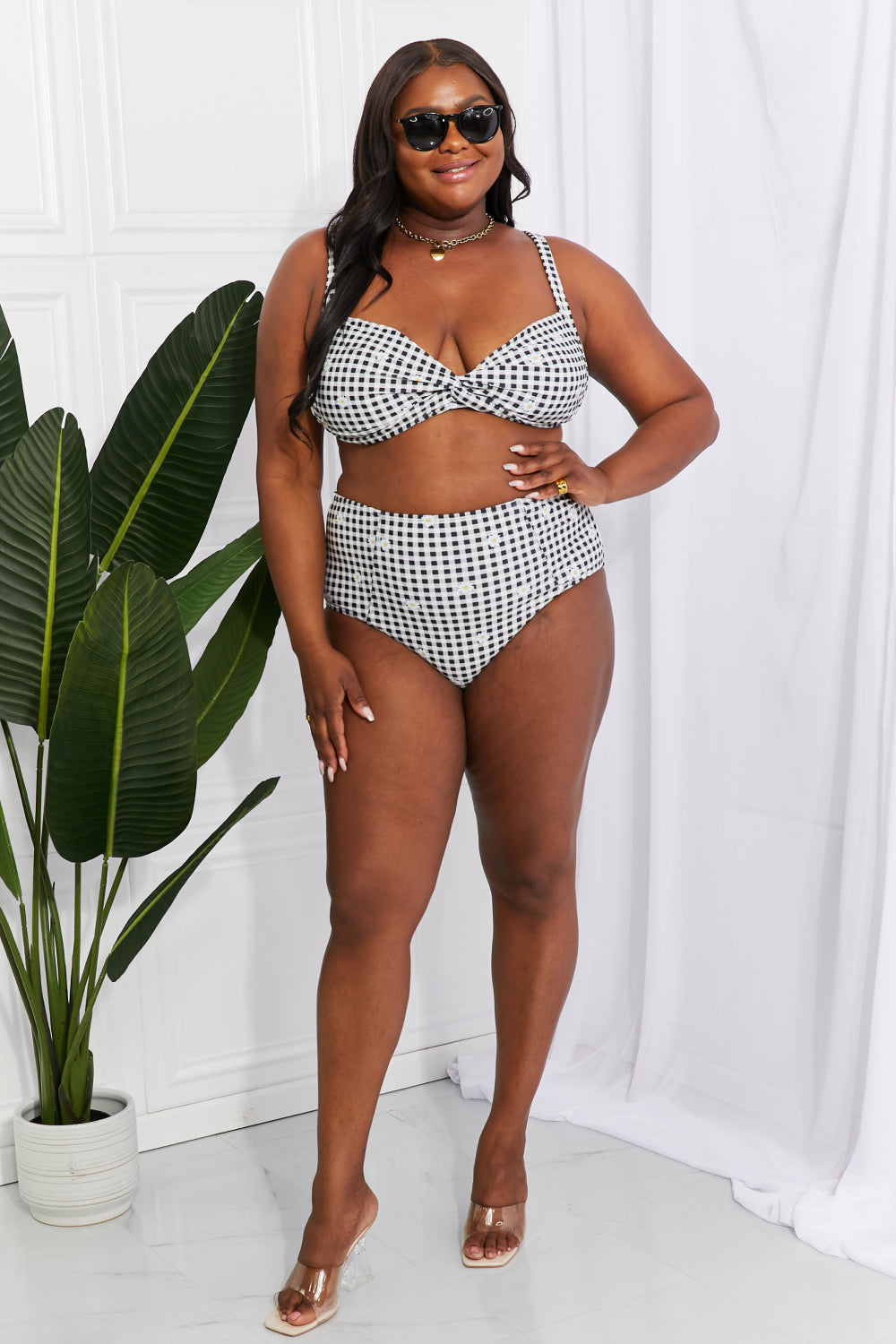 High-Waisted Twist Front Bikini