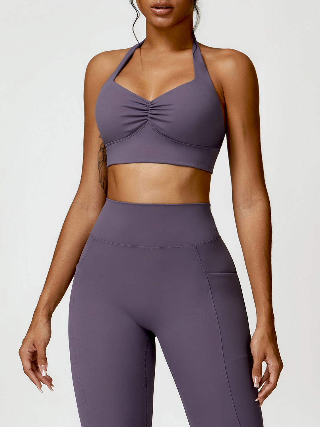 Halter Neck Active Bra Mauve