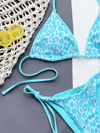 Leopard Print Tie Side Bikini Set