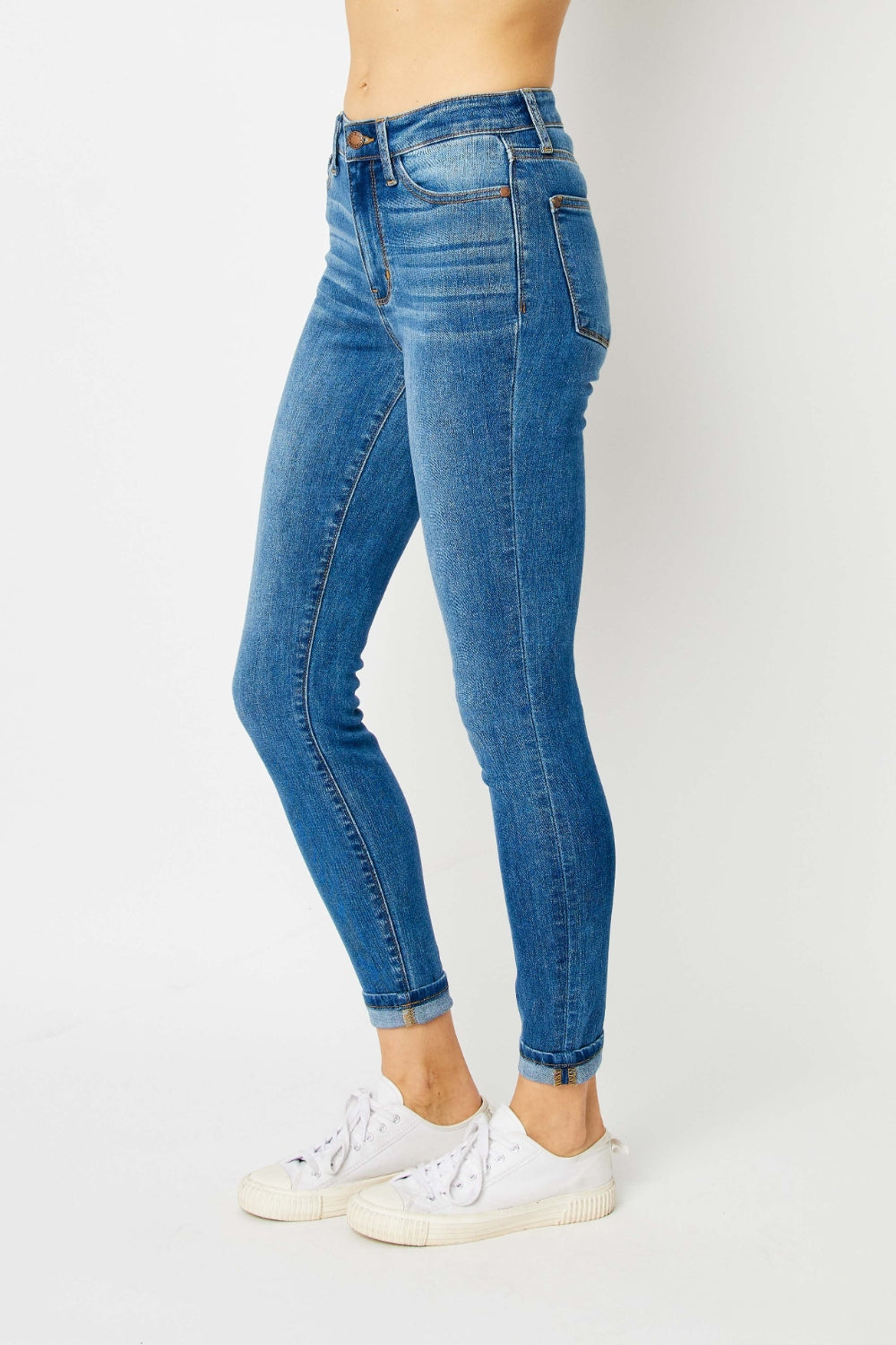 Judy Blue Low Rise Super Stretch Skinny Jeans with Cuffs