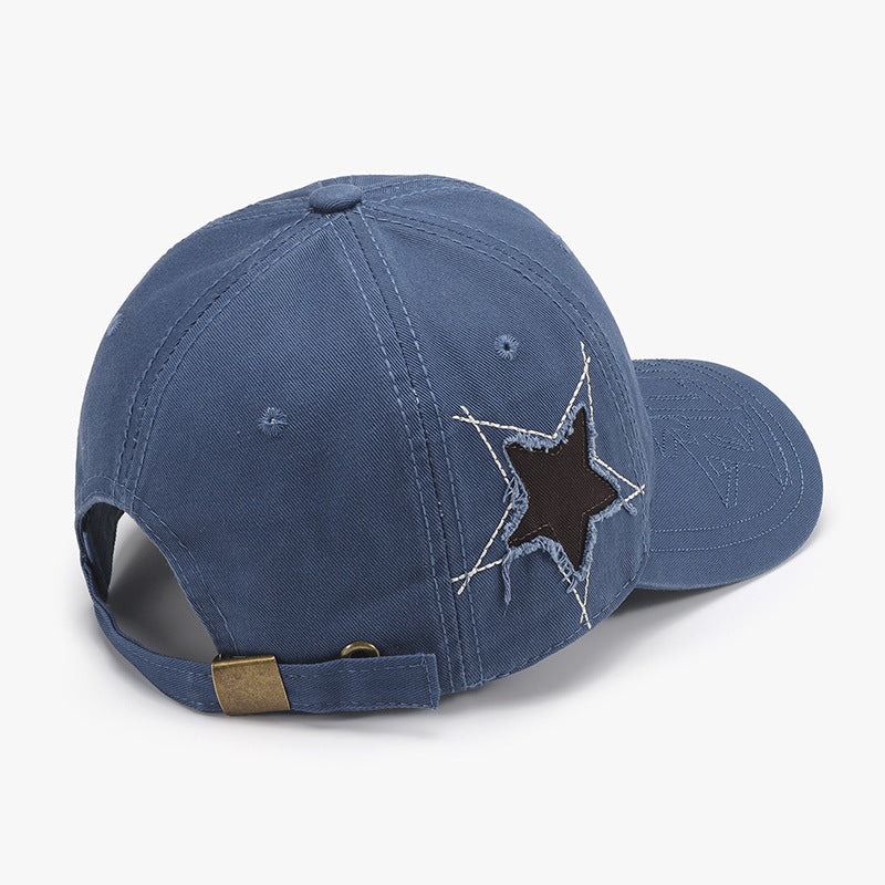 Distressed Star Raw Hem Cap for Women