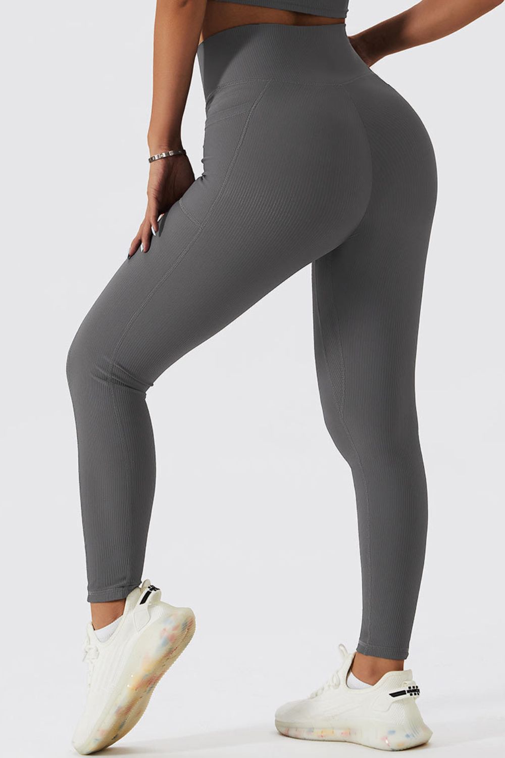 High-Waist Pocket Leggings with Crossover Detail