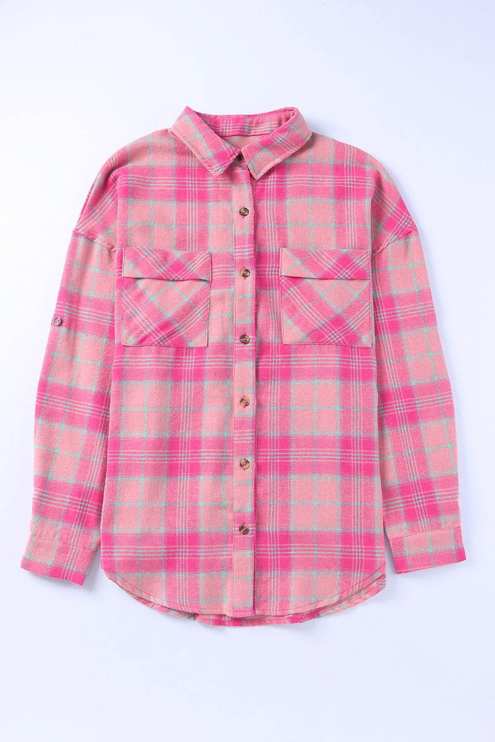 Oversized Plaid Shirt Women - Back to School Pink