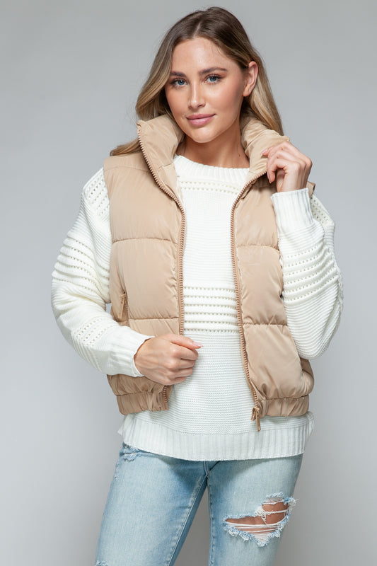 Snobbish Fine Fur Lining Quilted Vest Iced Coffee