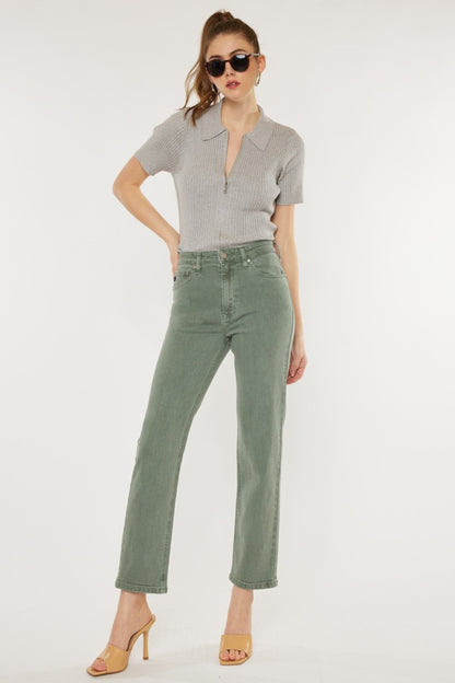 Kancan Ultra High Rise Straight Jeans Olive