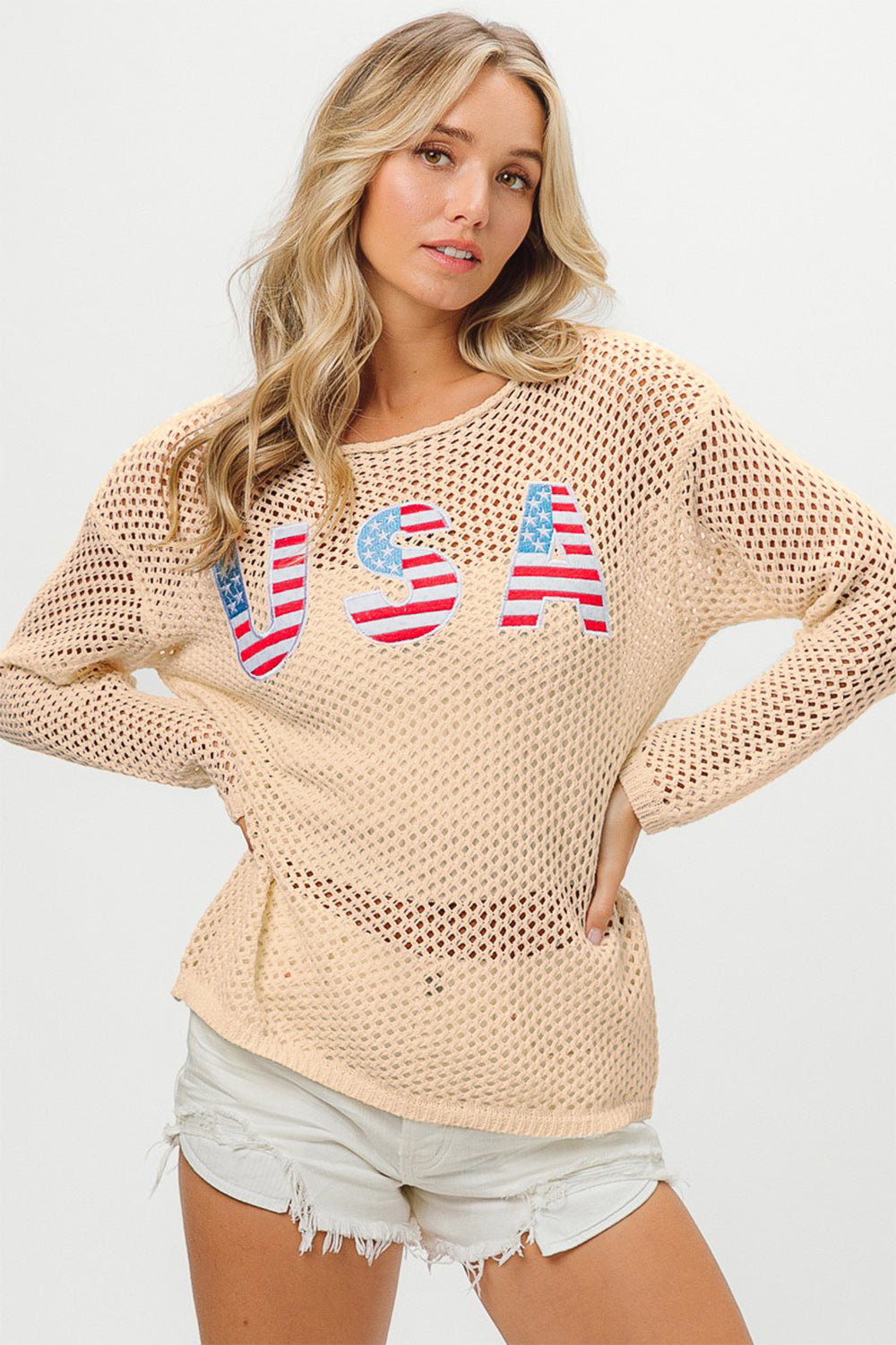 Patriotic USA Embroidered Beach Cover Up