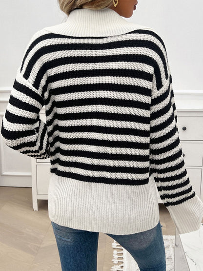 Women's Striped Sweater Collar