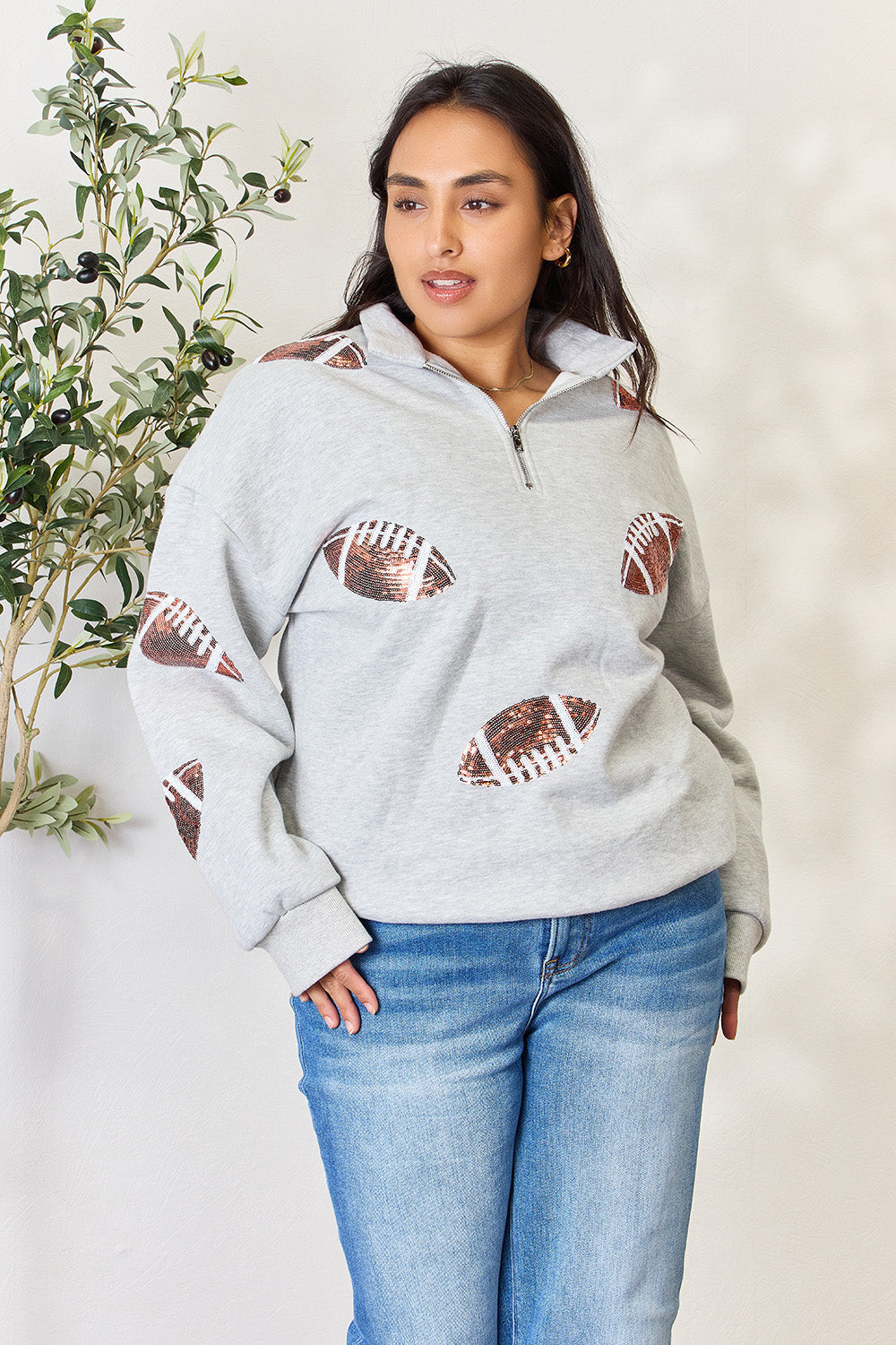 Back-to-School Sequin Football Sweatshirt