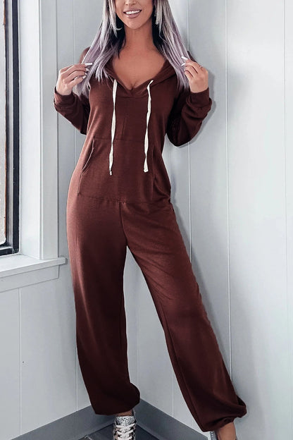 Women's Back-to-School Long Sleeve Jumpsuit Brown