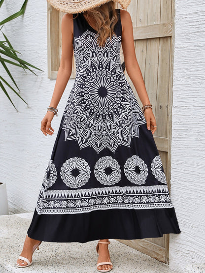 Printed Maxi Dress Black