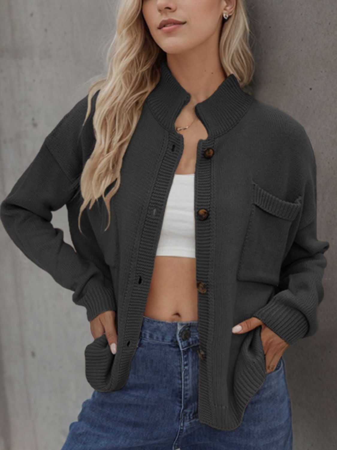 Button Up Long Sleeve Cardigan